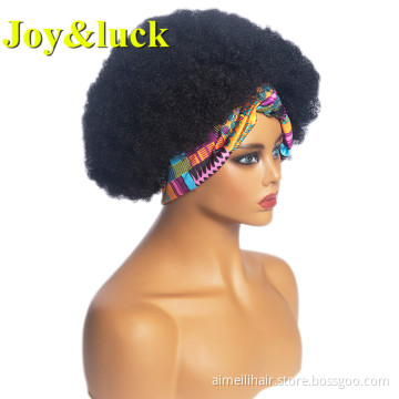Ladies Hair African Hairband Colored Head Band Afro Kinky Curly Short Wig Headband Wig for Black Women Synthetic Hair Wigs